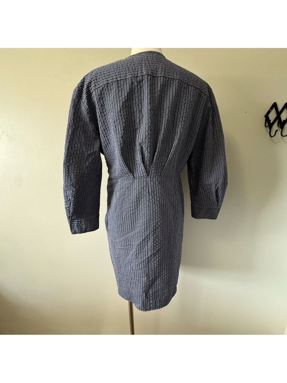 Sandro Kassy Striped Long Sleeve Dress in Blue Stripe SZ 42 , M-L - Picture 3 of 12